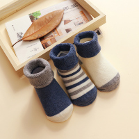新生婴儿儿袜子秋冬季0-3月纯棉加厚保暖可爱超萌初生宝宝胎袜1岁 3双加厚牛仔蓝 s码(建议0-4个月)