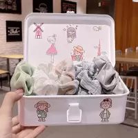 网红ins韩系bm大肠发圈jk格子套装皮筋头绳发绳发饰丸子头饰品女 粉红色 34#余生5件套