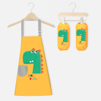儿童围裙画画罩衣小孩吃饭围兜幼儿园男女宝宝防水绘画美术反穿衣 酷帅恐龙(1件装送配套护袖) 110(110(建议2-5岁