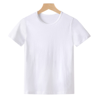 男女童短袖T恤2021新款夏装t校服纯棉班服中大儿童纯色活动装 白色 110cm