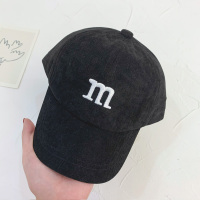 宝宝帽子秋冬男童女童棒球帽1-3岁灯芯绒小童遮阳帽鸭舌帽韩版潮2 黑色 参考1-4岁(头围为准) 44-50cm(可调节