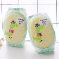 婴儿护膝爬行护膝盖儿童护膝盖冬季宝宝保暖秋冬加厚防摔学步护手 护膝绿鳄鱼（可调节大小）透气升级版 6个月-6岁【小暗扣，