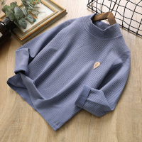 儿童装阳离子德绒条纹打底衫男童长袖高领T恤春秋冬款新品中大童 蓝色 吊牌120码建议身高120厘米左右