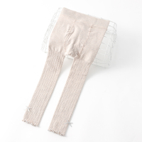 女童薄绒打底裤宝宝秋冬款加绒蝴蝶结长裤新生儿童可开档裤子洋气 燕麦色 XXS41可拆档[身高66-78cm]