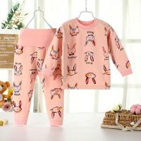 宝宝冬季保暖套装男女童打底内衣婴儿加厚居家服儿童加绒秋衣秋裤 粉红色 加绒兔子套装 80建议宝宝体重18-23斤左右