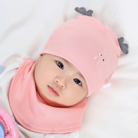 婴儿帽子春秋薄款婴幼儿秋冬季新生儿可爱宝宝帽子网红初生胎帽 双层-鹿角[蓝] 0-12个月 仅帽子(单帽)[收藏加购优先