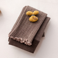 女童打底裤春秋薄款加绒洋气外穿儿童连裤袜薄绒中厚宝宝踩脚纯棉 卡其[九分饰品裤] 48cm(M码 身高90-105cm)