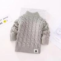 儿童毛衣1-2-3-4-5岁宝宝女童高领毛衣男童套头加厚低领打底衫冬 亚浅灰 灰色低领全麻花 80cm建议拍比身高大一码