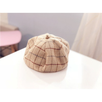 贝雷帽子女秋冬英伦画家帽休闲百搭格子报童帽韩版日系复古八角帽 米色 大格子画家帽 儿童(50-52cm 3-5岁) 均码