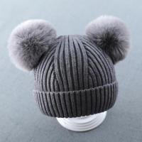 婴儿帽子秋冬季婴幼儿童帽宝宝毛线帽男童韩版0-1岁冬天可爱超萌2 灰色 光板波纹 帽围40-48cm/参考3-20个月