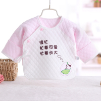 新生儿衣服秋冬季空气棉半背衣服和尚服刚出生宝宝纯棉无骨单上衣 粉色叶子娃 59cm
