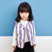 秋冬新款儿童羽绒棉马甲男童女童轻薄款背心宝宝加厚坎肩保暖上衣 史努比紫色 90cm