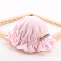 婴儿帽子春秋薄款新生儿渔夫帽可爱秋冬女宝宝公主婴幼儿初生胎帽 粉色BW小花天鹅婴盆 参考0-12个月 头围36-46cm