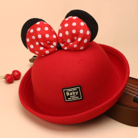 春季儿童秋冬毛呢红色小礼帽女童时尚潮公主帽百搭1-2-3-4岁宝宝 Baby红色 50码 建议8个月-2岁(46-49c