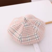 儿童帽子秋冬天羊绒格子八角画家帽韩版女宝宝洋气贝雷帽亲子款潮 粉色 9岁-成人(帽围57cm左右) 均码
