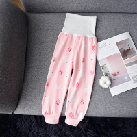 中大童秋裤纯棉单条儿童高腰护肚裤睡裤男女童内穿棉毛裤睡裤春秋 05粉底雪兔 100码（可开档）