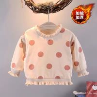 女童秋季外套中长款风衣长袖拉链开衫收腰圆点百搭春秋童装韩版女 红色加绒 加绒 110cm
