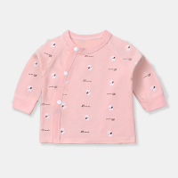 新生婴儿秋衣内衣宝宝秋衣单件春秋男女保暖纯棉长袖开衫上衣秋冬 偏开粉色小兔 52cm