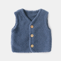 婴儿马甲秋冬外穿女新生儿坎肩摇粒绒衣服儿童背心男宝宝马夹冬装 蓝色 66cm