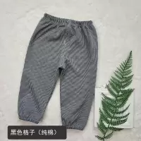 冬天宝宝罩裤肥裤子棉裤皮加肥加宽可套棉裤羽绒裤百掿可开裆 黑色格子 纯棉 标73码