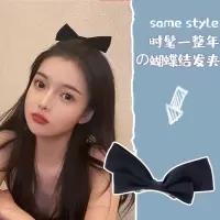 丝绒大蝴蝶结发夹女韩国ins网红后脑勺发饰气质顶夹发卡夹子头饰 1#潘雨润同款黑色