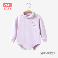 外贸特惠[千家]婴儿包屁衣高领秋冬宝宝哈衣爬服三角连体衣 香芋紫 73码 建议身高66-73cm