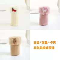 婴儿长筒袜秋冬季加厚加绒保暖新生儿宝宝过膝冬天款松口毛绒袜子 白色+粉色+卡其 加绒长筒袜 均码 无跟平铺袜长30cm