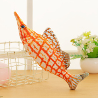 仿真电动鱼网红摇尾巴毛绒玩具发光唱歌宠物儿童鲫鱼小丑鱼石斑鱼 桔黄白 USB充电会动约30厘米长