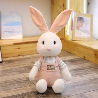 毛绒玩具兔子公仔小白兔布娃娃可爱玩偶抱枕送女孩生日儿童节礼物 粉色背带款兔子 40厘米