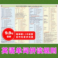 英语音标单词拼读规则挂图 自然拼读表教学海报墙贴人教版课本 24寸拼读规则
