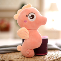 可爱海马公仔彩色萌卡通网红小海马毛绒玩具布娃娃男孩送女生礼物 粉红色 24厘米