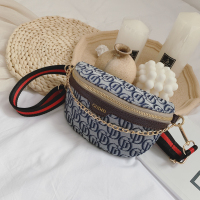 女童包包2020新款时尚老花儿童斜挎包洋气百搭女童胸包公主小背包 蓝色