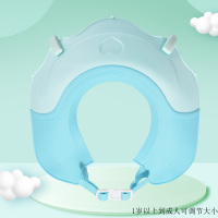 宝宝新款洗头帽小孩1-15岁可调节防水护耳洗发浴帽婴儿童洗澡神器 小龙人蓝硅胶可调节 可调节
