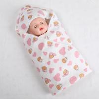 新生婴儿抱被春秋冬加厚初生儿产房包被包裹巾宝宝用品纯棉小被子 三层保暖款-粉色萌萌牛(建议室温22度以上) 90x90c