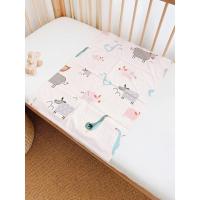 春夏薄款防水透气纱布隔尿垫巾宝宝垫婴儿隔脏垫立体泡泡 粉底色动物（方向随机） 65*45cm小码