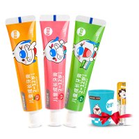 儿童牙膏3-6-12岁成长期安全可吞咽宝宝防蛀牙膏牙刷套装 橙子1支+苹果1支+草莓1支(送水杯+牙刷各1)
