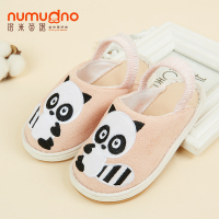手工宝宝拖鞋春秋冬女1-3岁2防滑婴幼儿童透气室内加绒棉布千层底 粉橘浣熊[包头] 19号/内长17cm