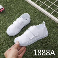 儿童帆布鞋女童小白鞋男童运动鞋白布鞋幼儿园室内小学生白色球鞋 1888A 22码/鞋垫长约15.3cm