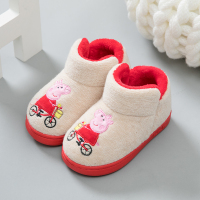宝宝毛拖鞋冬儿童拖鞋秋冬天室内家居女童男童防滑小孩棉拖鞋亲子 杏色 15码(内长14.5cm)