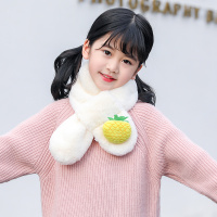 宝宝围巾冬季毛绒儿童围脖秋冬保暖小孩脖套立体卡通男女童护脖套 波萝白色 适合1-13岁(收藏加购优先发货)