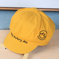 宝宝帽子春秋夏儿童贝雷帽男潮鸭舌帽女童遮阳字母刺绣八角帽韩版 鸭舌帽-127-黄色 2岁-6岁(适合头围48-52cm)