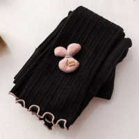 深秋初冬儿童加绒打底裤女童连裤袜薄绒宝宝4 6 8 10岁踩脚保暖裤 中厚薄绒-黑色/饰品九分10-25℃ M码建议身高