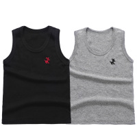 儿童背心夏季纯棉薄款男童宝宝中小童婴儿无袖吊带打底女童装 黑+灰 100(100(身高90-100cm))