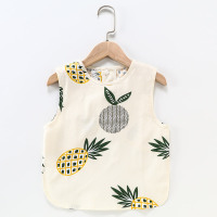 南极人宝宝吃饭罩衣防水男童女孩儿童无袖纯棉婴儿围兜饭兜夏薄款 本白菠萝(A款纯棉) 100(0-3岁)