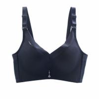 超薄款性感透气大码内衣无钢圈无痕胸罩调整型聚拢文胸单件/套装 黑色单件 75B