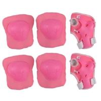 男女儿童轮滑护具套装 头盔滑板自行车溜冰鞋平衡车安全护具7件套 粉色 地雷护具6件套