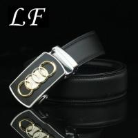 鳄鱼骨中国龙头豹子黑面图案汽车车标男士自动扣皮带裤子腰带 奥 110cm