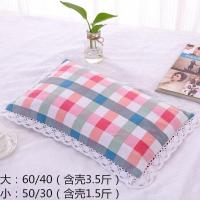 荞麦枕头成人单人枕头纯棉荞麦皮枕头枕芯儿童学生枕头亲子保健枕 粉色格子50/30[儿童] 一个枕头