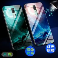 oppoa9/a9x手机壳夜光玻璃手机套保护壳防摔个性创意网红女男潮牌 夜光-月鹿（无赠品） OPPO A9