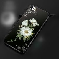 苹果se手机壳iphone5s保护ip5硅胶套防摔磨砂软壳5es个性女款花潮 [黑色茉莉花]无赠品